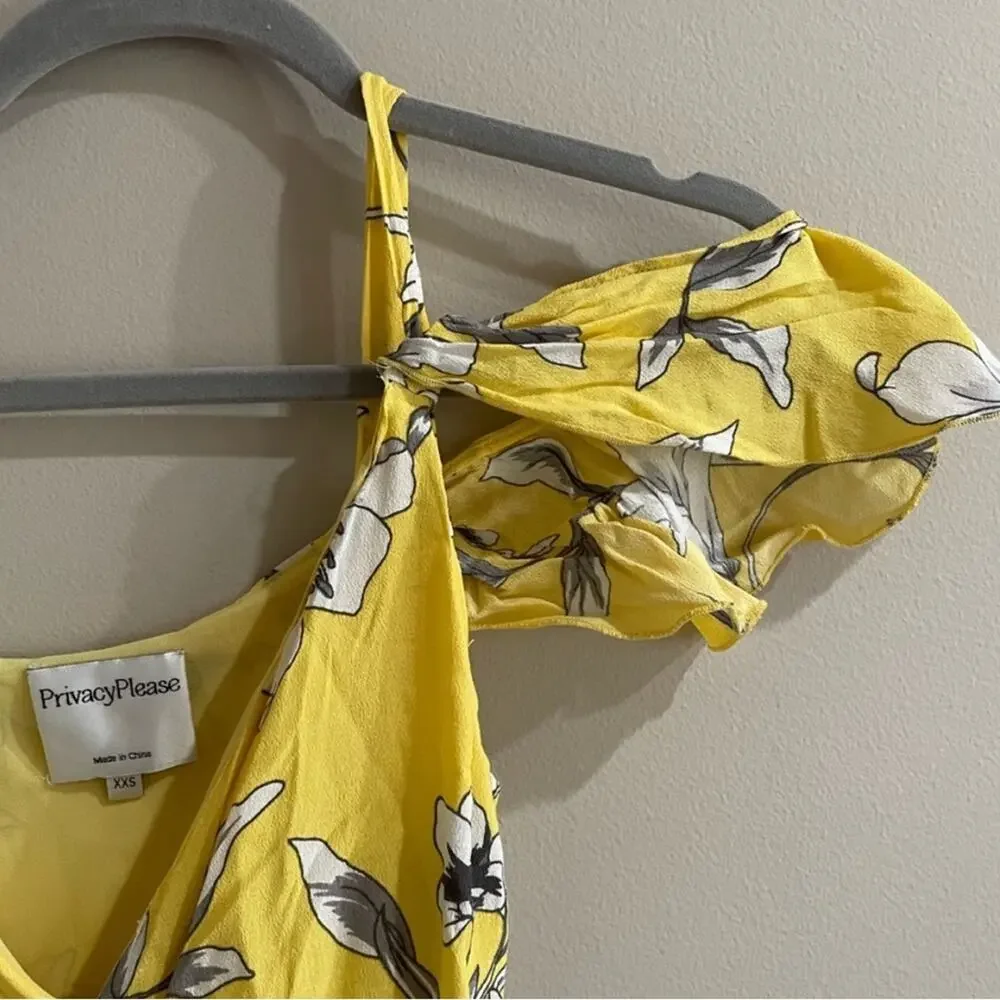 Revolve Privacy Please Yellow Floral Wrap Midi Dress - Picture 5 of 7